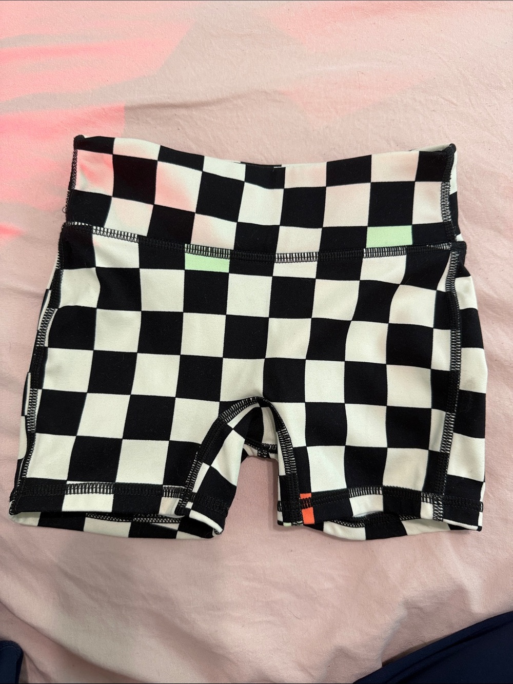 Fabletics Black and White Checkerboard Bike Shorts